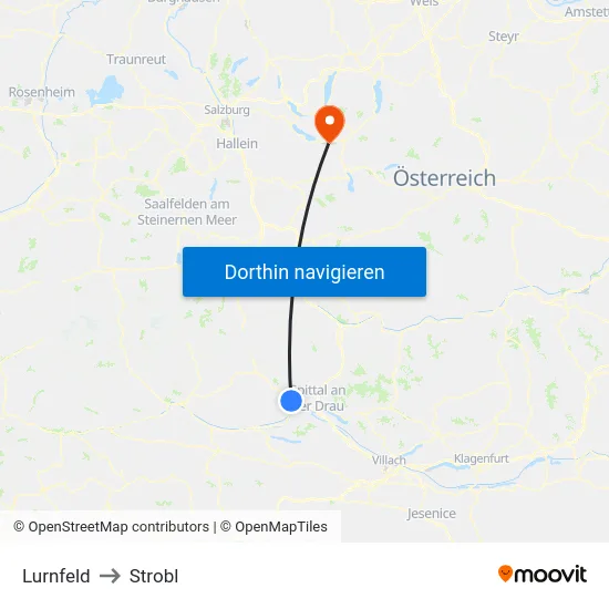 Lurnfeld to Strobl map