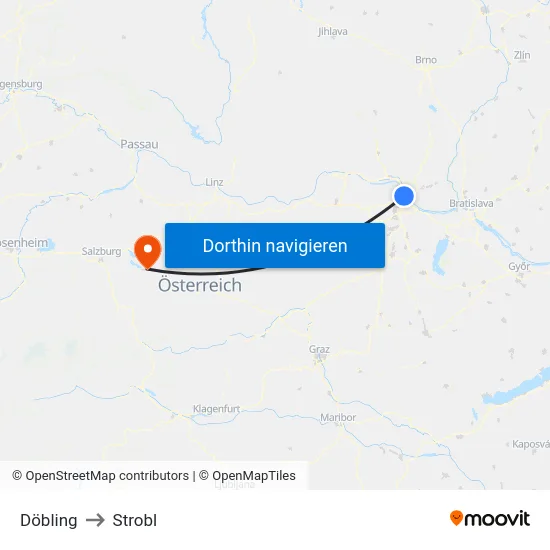 Döbling to Strobl map