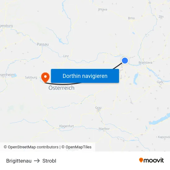 Brigittenau to Strobl map