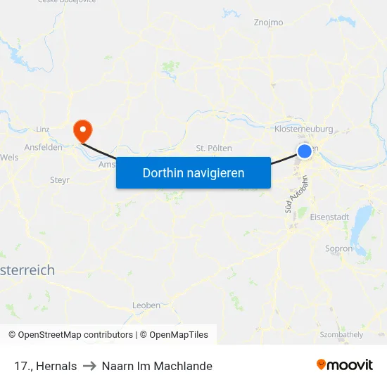 17., Hernals to Naarn Im Machlande map