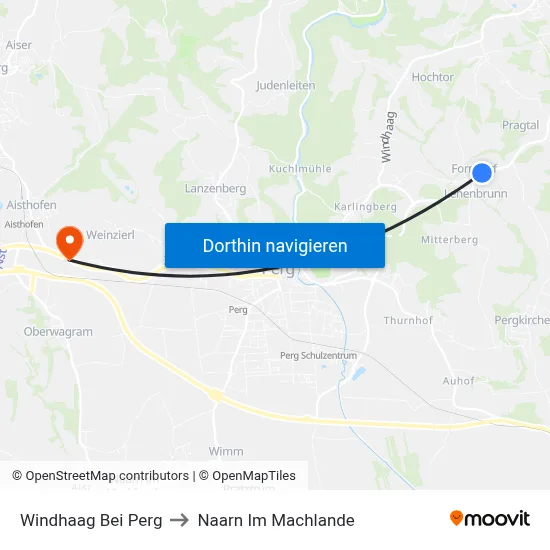 Windhaag Bei Perg to Naarn Im Machlande map