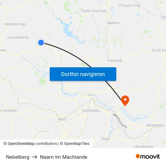 Nebelberg to Naarn Im Machlande map
