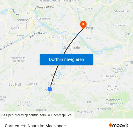 Garsten to Naarn Im Machlande map