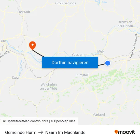 Gemeinde Hürm to Naarn Im Machlande map