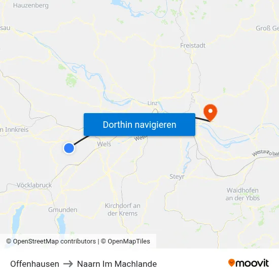 Offenhausen to Naarn Im Machlande map