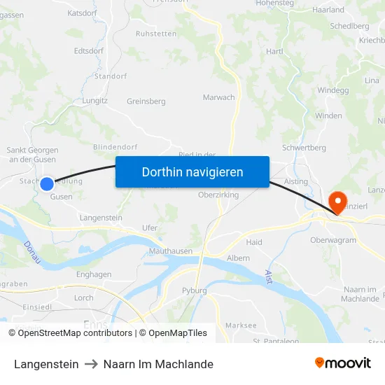 Langenstein to Naarn Im Machlande map