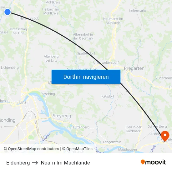 Eidenberg to Naarn Im Machlande map