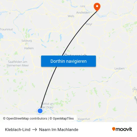 Kleblach-Lind to Naarn Im Machlande map