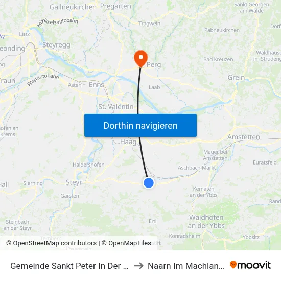 Gemeinde Sankt Peter In Der Au to Naarn Im Machlande map