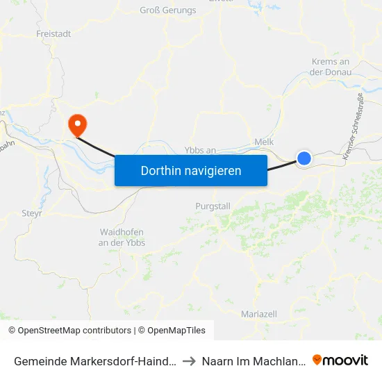 Gemeinde Markersdorf-Haindorf to Naarn Im Machlande map