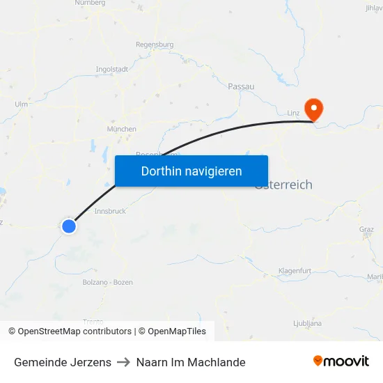 Gemeinde Jerzens to Naarn Im Machlande map