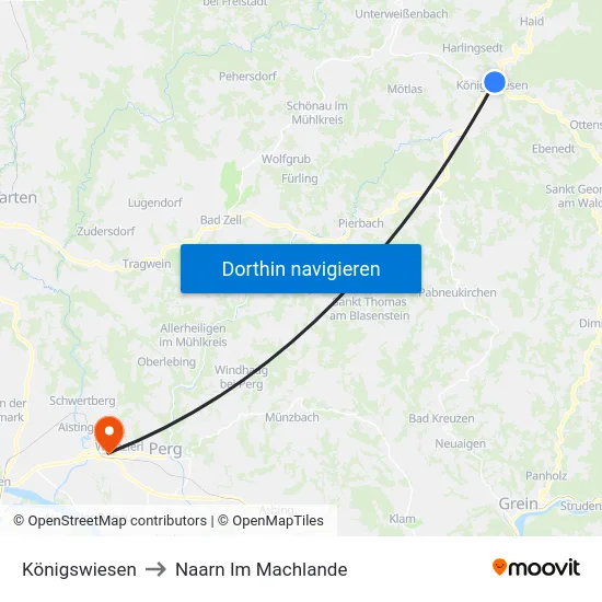 Königswiesen to Naarn Im Machlande map