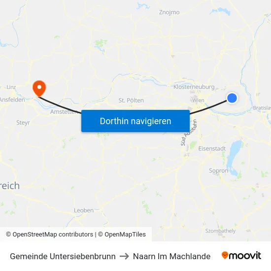 Gemeinde Untersiebenbrunn to Naarn Im Machlande map