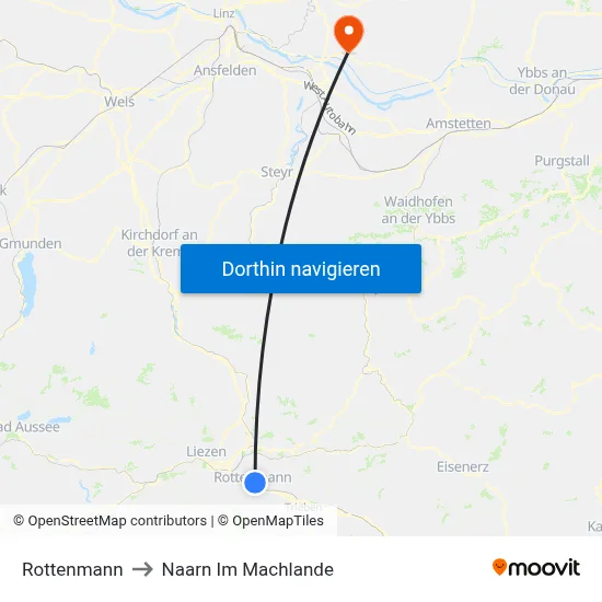 Rottenmann to Naarn Im Machlande map