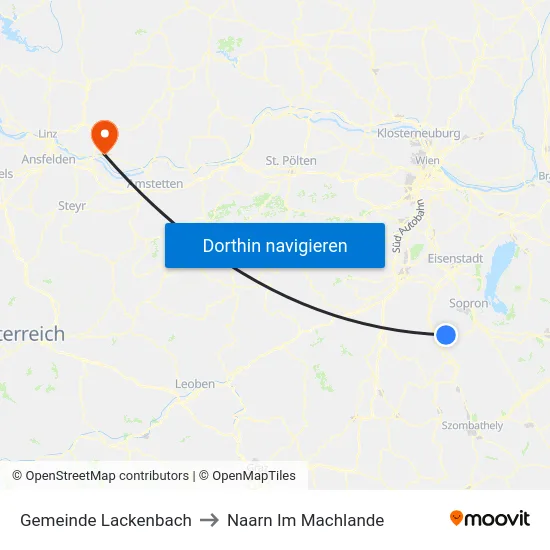 Gemeinde Lackenbach to Naarn Im Machlande map