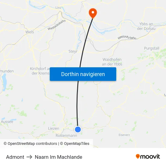 Admont to Naarn Im Machlande map