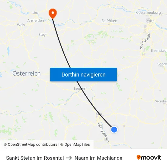 Sankt Stefan Im Rosental to Naarn Im Machlande map