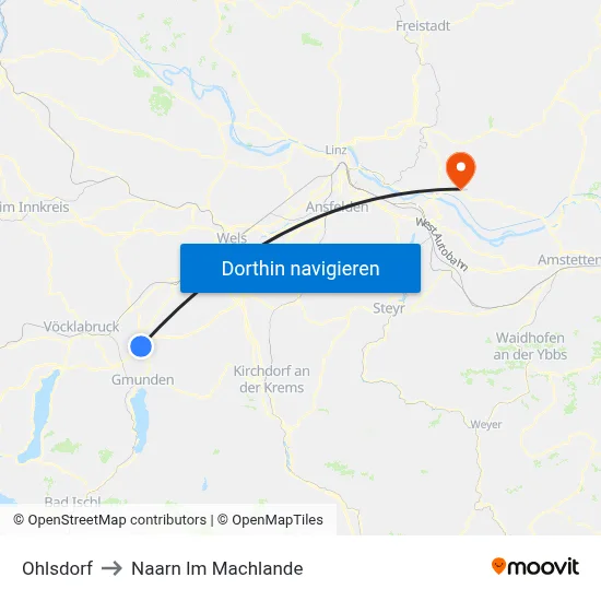 Ohlsdorf to Naarn Im Machlande map