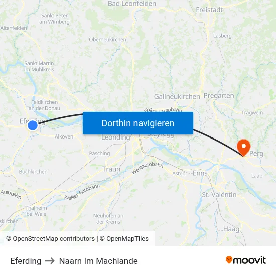 Eferding to Naarn Im Machlande map