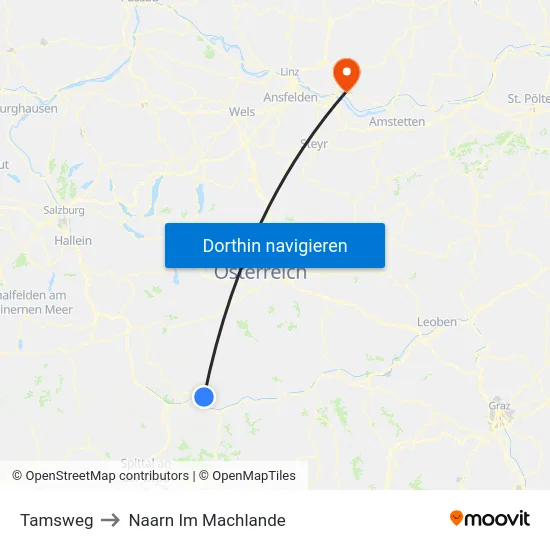 Tamsweg to Naarn Im Machlande map