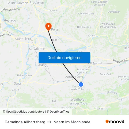 Gemeinde Allhartsberg to Naarn Im Machlande map
