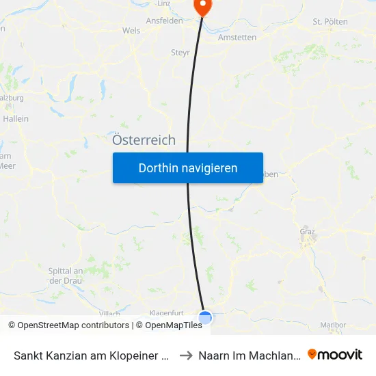 Sankt Kanzian am Klopeiner See to Naarn Im Machlande map