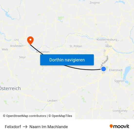 Felixdorf to Naarn Im Machlande map
