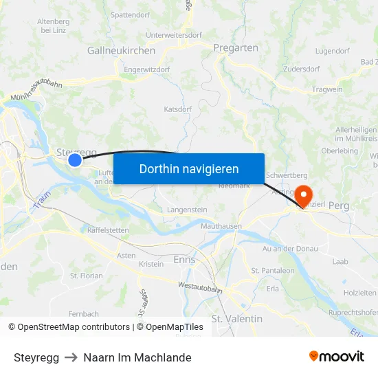 Steyregg to Naarn Im Machlande map