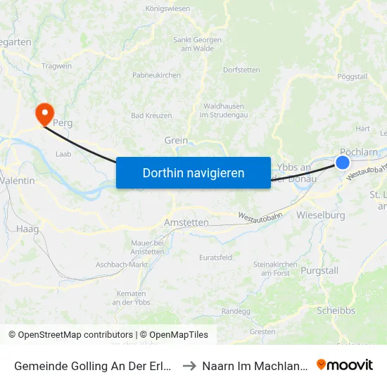 Gemeinde Golling An Der Erlauf to Naarn Im Machlande map