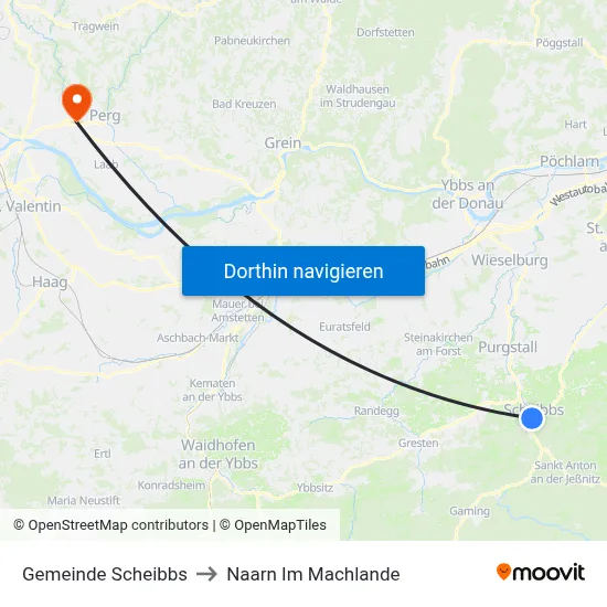 Gemeinde Scheibbs to Naarn Im Machlande map