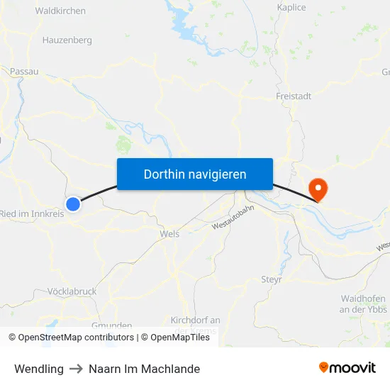 Wendling to Naarn Im Machlande map