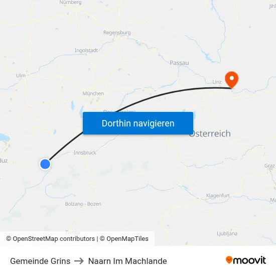 Gemeinde Grins to Naarn Im Machlande map