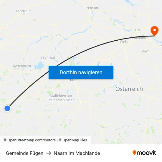 Gemeinde Fügen to Naarn Im Machlande map