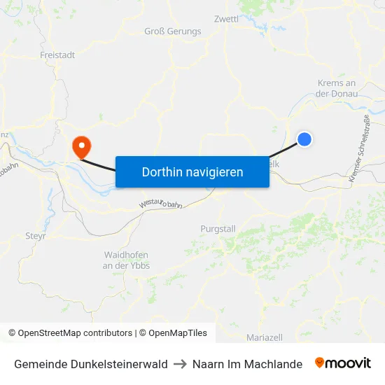 Gemeinde Dunkelsteinerwald to Naarn Im Machlande map