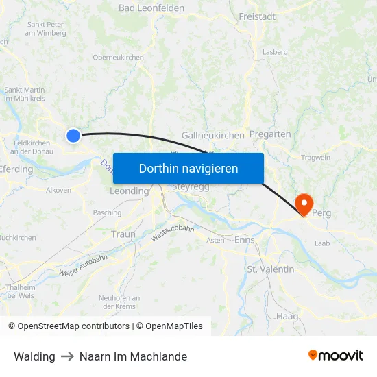 Walding to Naarn Im Machlande map
