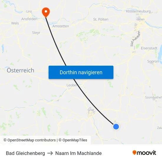 Bad Gleichenberg to Naarn Im Machlande map