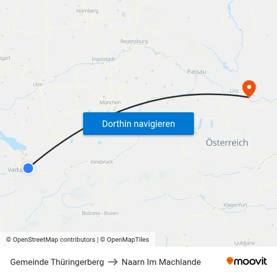 Gemeinde Thüringerberg to Naarn Im Machlande map