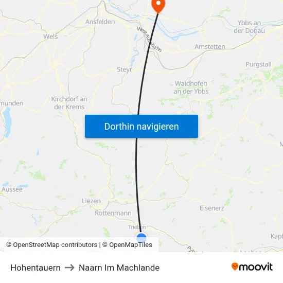 Hohentauern to Naarn Im Machlande map