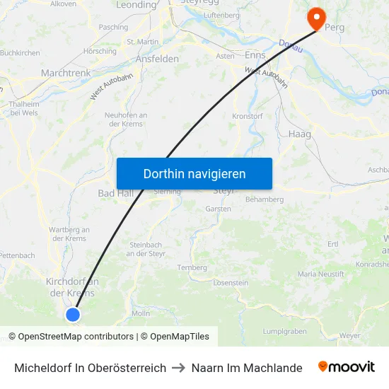 Micheldorf In Oberösterreich to Naarn Im Machlande map