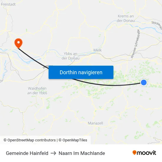 Gemeinde Hainfeld to Naarn Im Machlande map