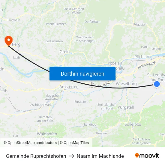 Gemeinde Ruprechtshofen to Naarn Im Machlande map