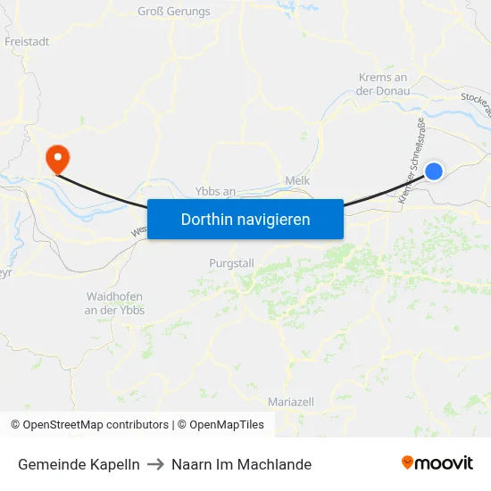 Gemeinde Kapelln to Naarn Im Machlande map