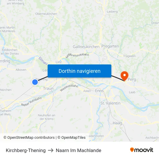 Kirchberg-Thening to Naarn Im Machlande map