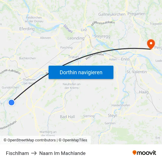 Fischlham to Naarn Im Machlande map