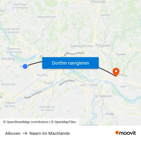 Alkoven to Naarn Im Machlande map
