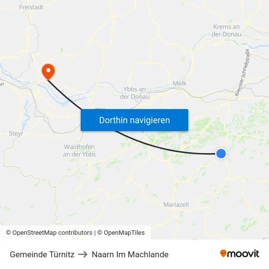 Gemeinde Türnitz to Naarn Im Machlande map