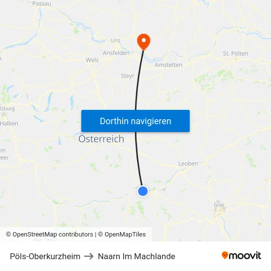 Pöls-Oberkurzheim to Naarn Im Machlande map