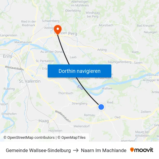 Gemeinde Wallsee-Sindelburg to Naarn Im Machlande map