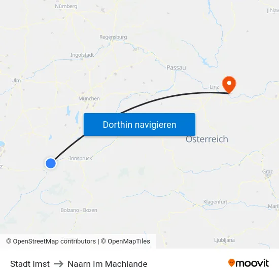 Stadt Imst to Naarn Im Machlande map