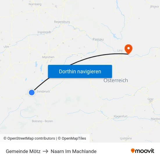 Gemeinde Mötz to Naarn Im Machlande map